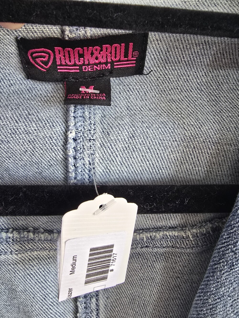 Rock & Roll Denim Fringe Western Denim Blazer Jacket NWT Medium - Picture 9 of 10